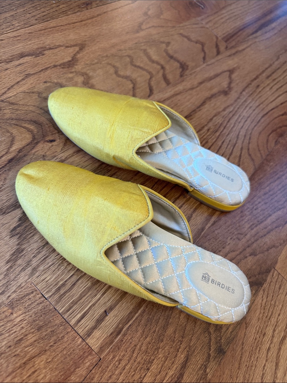 Birdies Yellow Quilted-Insole Slip-On Mules